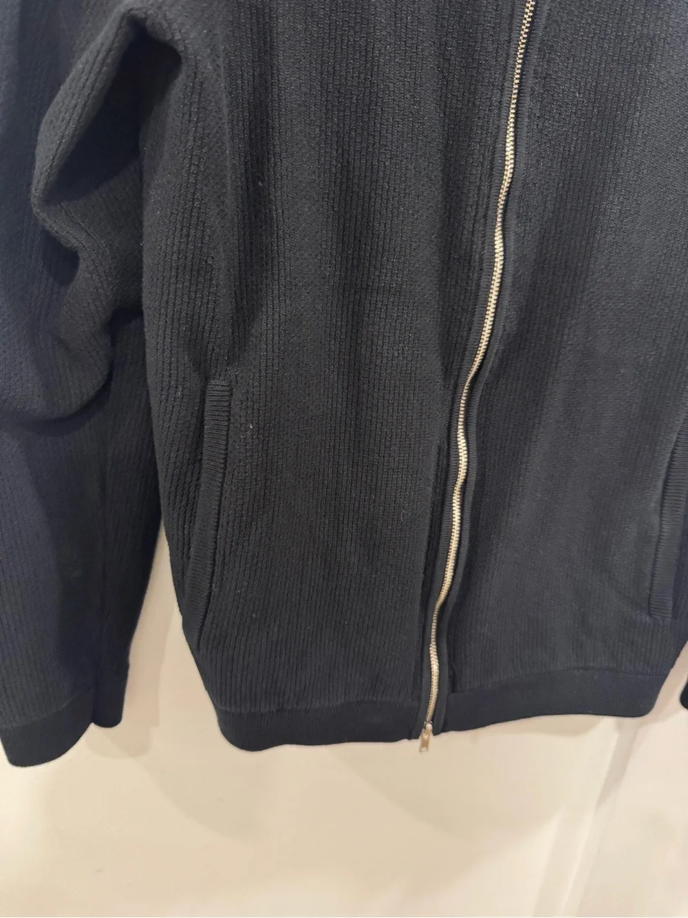 Theory Black Ribbed Full-Zip Sweater